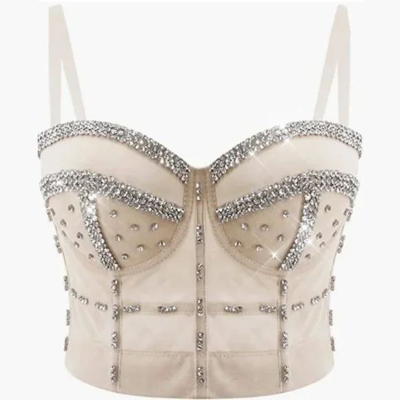 NEW Sparkling Bling Swarovski Crystal Rhinestone Bustier Bra Top + Gift! - Picture 8 of 10